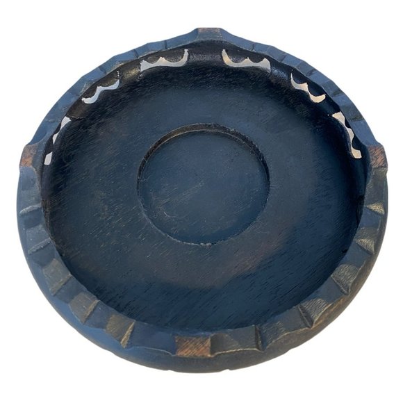 BEAUTIFUL BLUE AND WHITE ASIAN THEMED LARGE ROUND CERAMIC BOWL ON STAND (EUC) - Picture 8 of 9